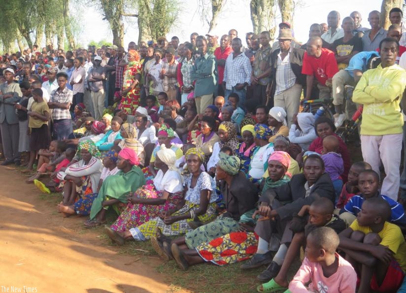Residents of Runda and Rugalika Sectors attend the inaugration of the water facility on Tuesday. (Michel Nkurunziza)