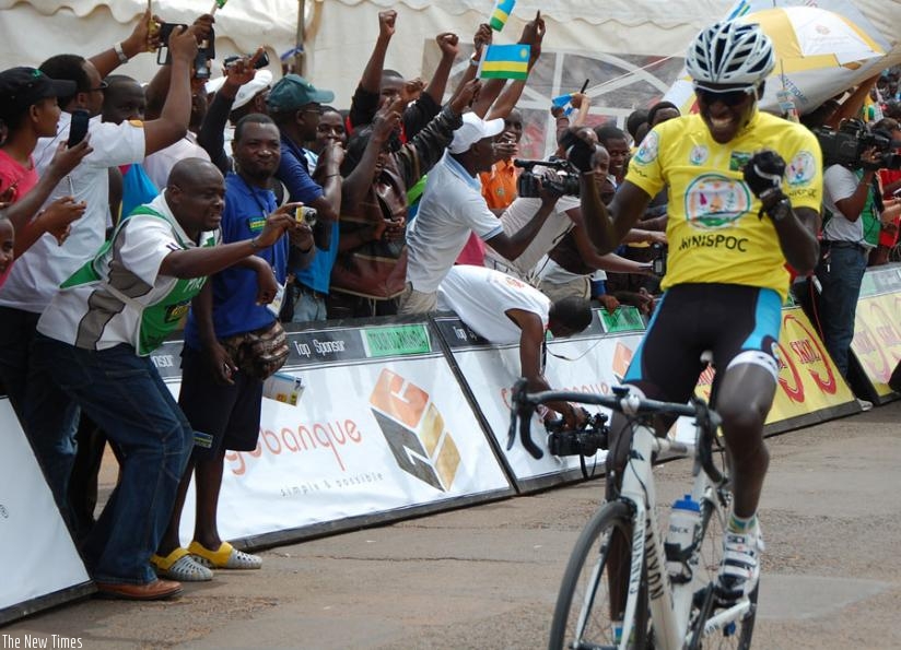 Valens Ndayisenga celebrates as he makes history with first Tour du Rwanda victory. (File)