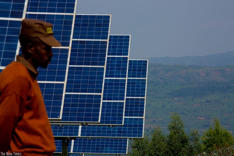 Some of the solar panels being installed for renewable energy production in Rwamagana District. (File)