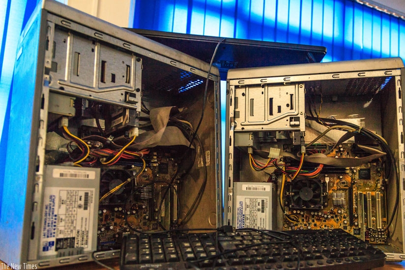 Discarded computers for disposal. Under the new project, such e-waste will be recycled. (Timothy Kisambira)