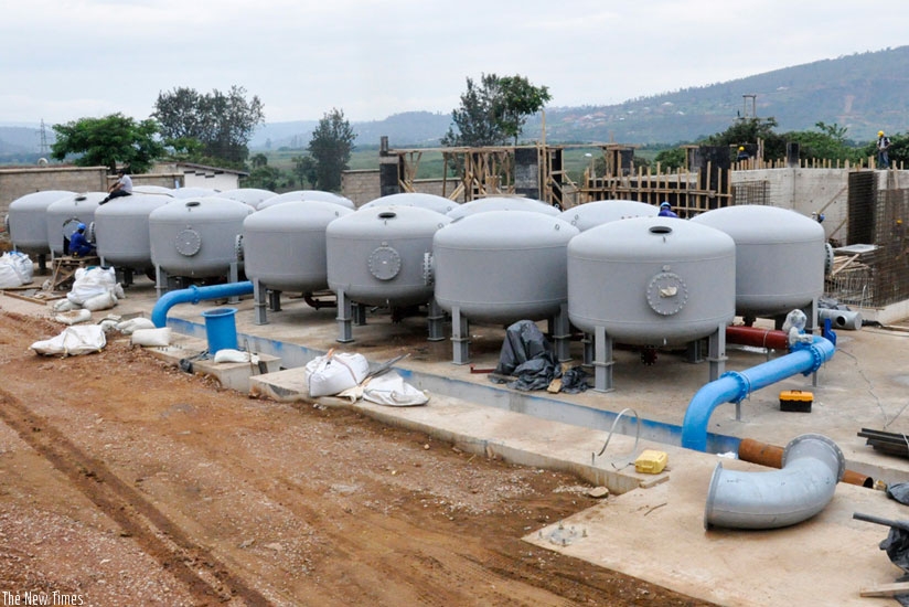 Construction activities on Nzove III water plant in Nyarugenge District. (Michel Nkurunziza)
