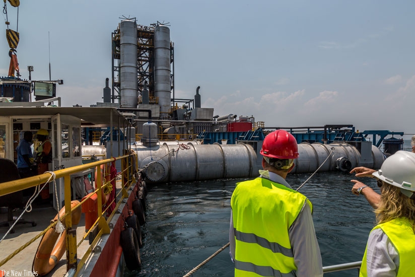 Construction works at the KivuWatt plant in August. (Timothy Kisambira)