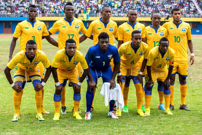The Amavubi squad pose for a photo before facing Ghana in Afcon qualifiers in September at Amahoro National Stadium in Kigali. (File)