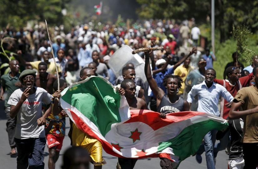 Protesters in Bujumbura. Violence is increasing in Burundi following a controversial election held in July. (Net photo)
