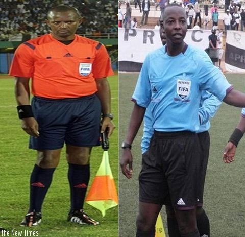 Rwandan referees Ndagijimana (left) and Munyemana (right) will officiate at CHAN 2016.