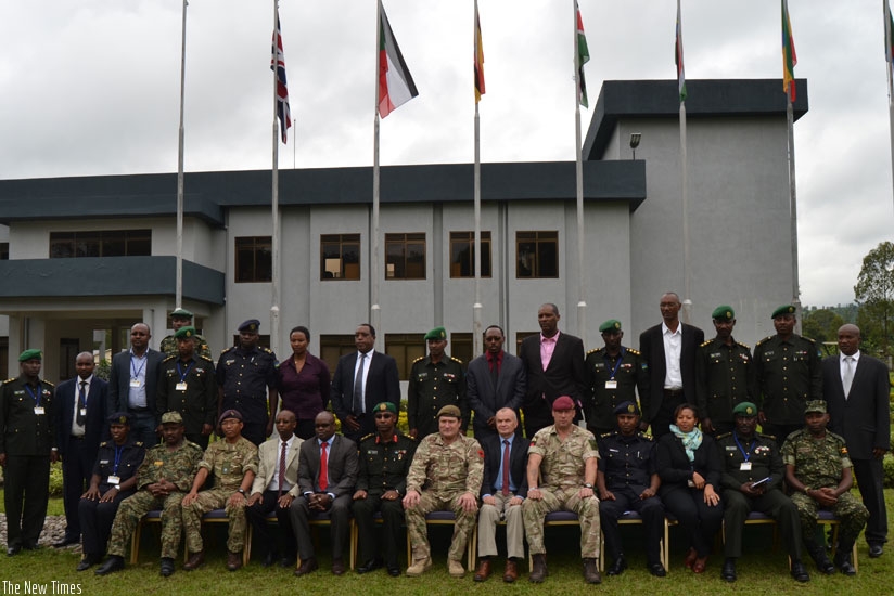 Officials attending the CIMIC course and their instructors in a group photo. (Jean Mbonyinshuti)