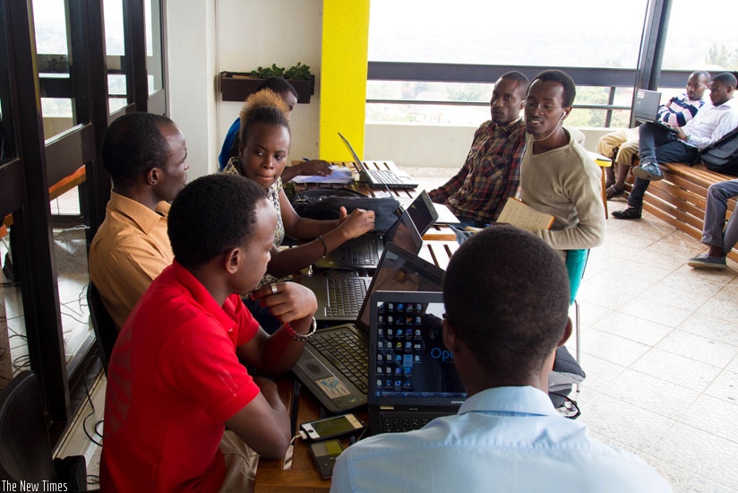 Software developers at K-Lab. These and many more will be housed in Kigali Innovation City which is one of the projects that will be presented at the African Investment summit in London. (File)