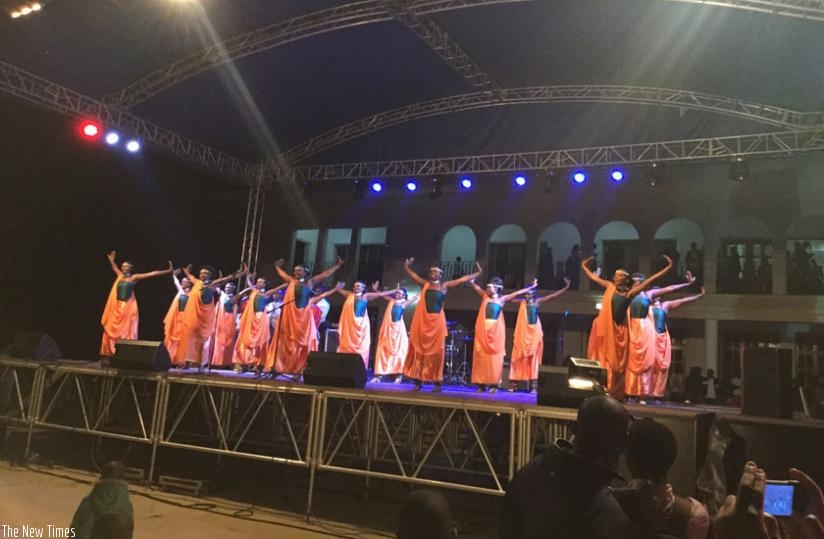 National troupe Urukerereza perfoms at the cultural festival. (Eddie Nsabimana)