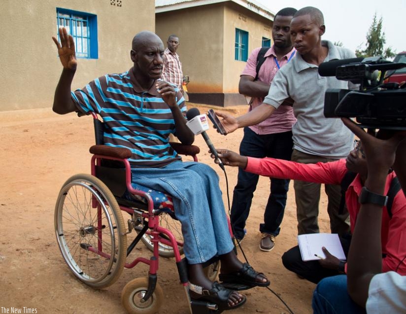 Lt (rtd) Joseph Sabena, a demobilised former combatant, talks to the media last year. Disabled veterans will acquire community-based health insurance scheme. (File)