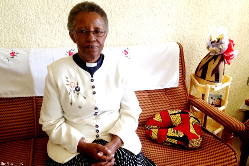 Reverend Mukandoli during the interview  at her home in Kanombe. (D. Mbabazi)