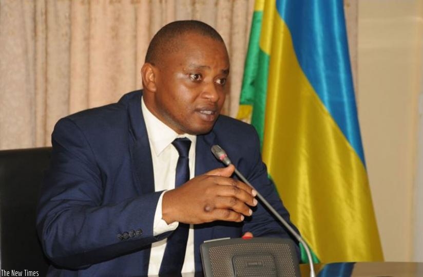 Rwamukwaya briefs the media last week. (J. d'Amour Mugabo)