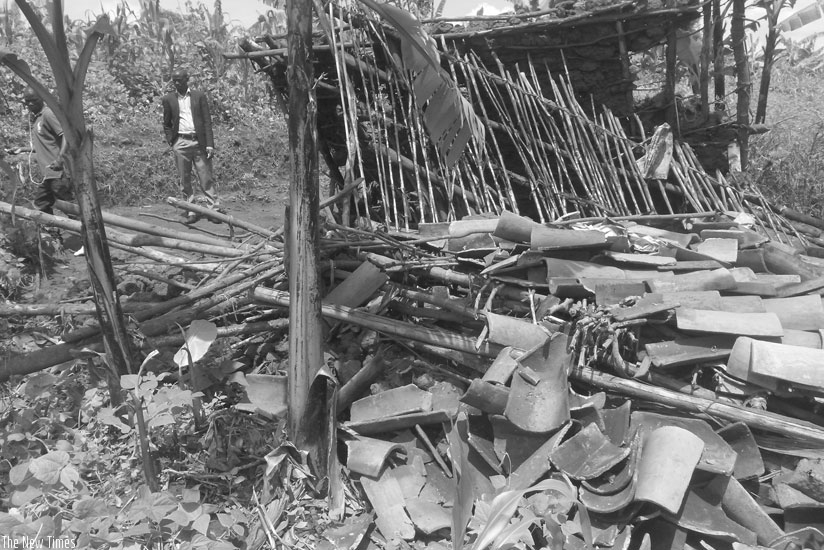 A view of the obliterated house in which the deceased lived, in Sovu Cell, Huye Sector, Huye District. (Emmanuel Ntirenganya)