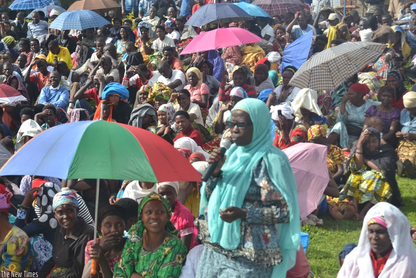 Musanze residents during the meeting on the forthcoming referendum on Saturday. (Jean Fidele Ndungutse)