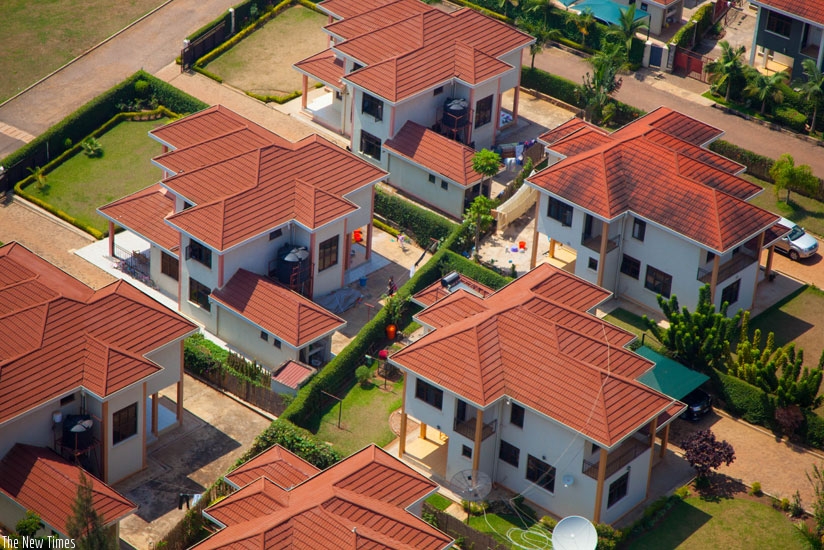 An Aerial view of housing units in Kibagabaga, Gasabo District. Below, the Kigali city. (Timothy Kisambira)