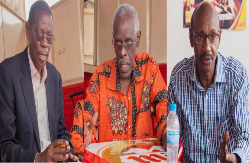 From L-R; Kayigi, Rwakazina and Appolinaire Muvunanyambo at the meeting yesterday. (F. Niyigena)