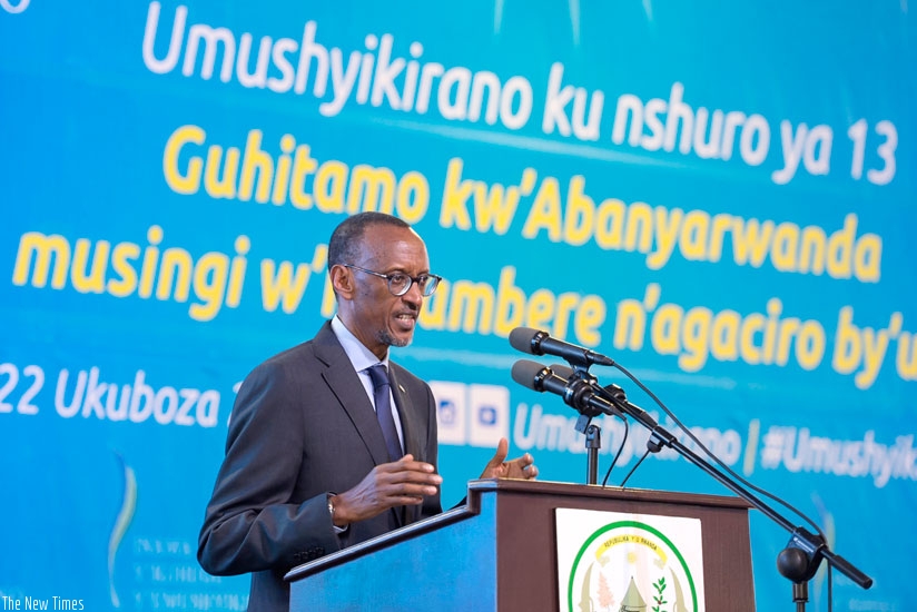 President Paul Kagame addresses the 13th Umushyikirano in Kigali yesterday. (All photos by Village Urugwiro)