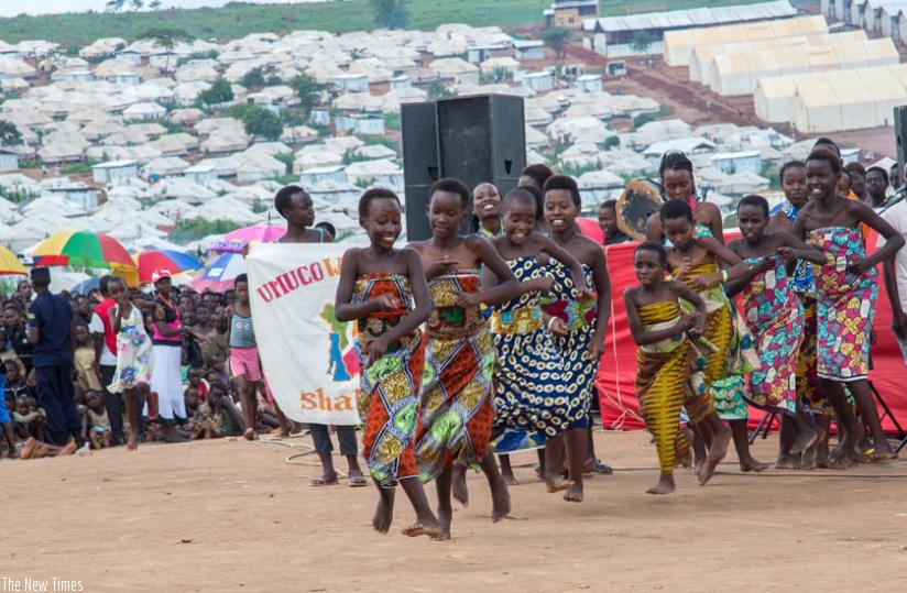 Young Burundian refugees at Mahama camp showcase their cultural dances as they celebrated the festive season on Thursday. (Doreen Umutesi)