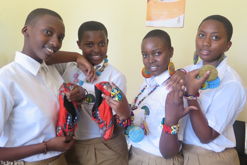 Members of Creativity Club pose for a photo with their products.  (Photos by Dennis Agaba)