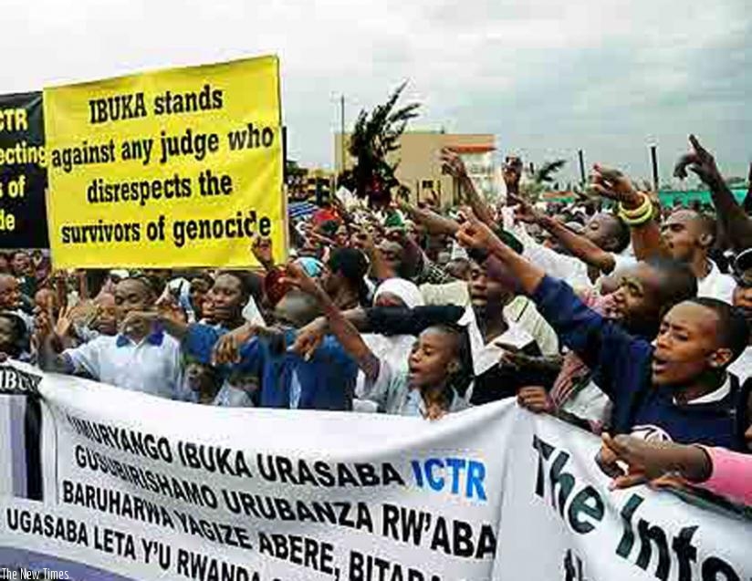 Rwandans during a past demonstration against the ICTR over a controversial ruling. (File)