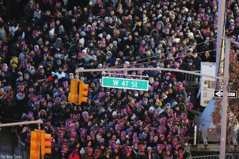 Revelers wait in pens for New Year's Eve festivities to start in Times Square in New York December 31, 2015. (Courtesy)