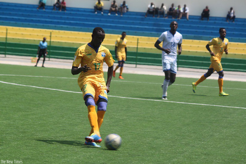 Rayon Sports defender Fiston Munezero, seen here during Sunday's training match, is one of the new players that have impressed in camp. (Courtesy)