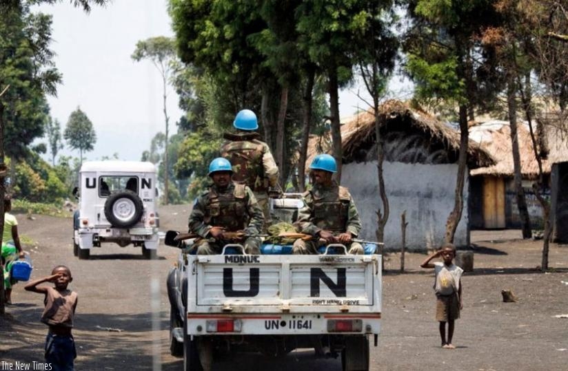 MONUSCO peacekeepers on patrol in DR Congo. (Net photo)