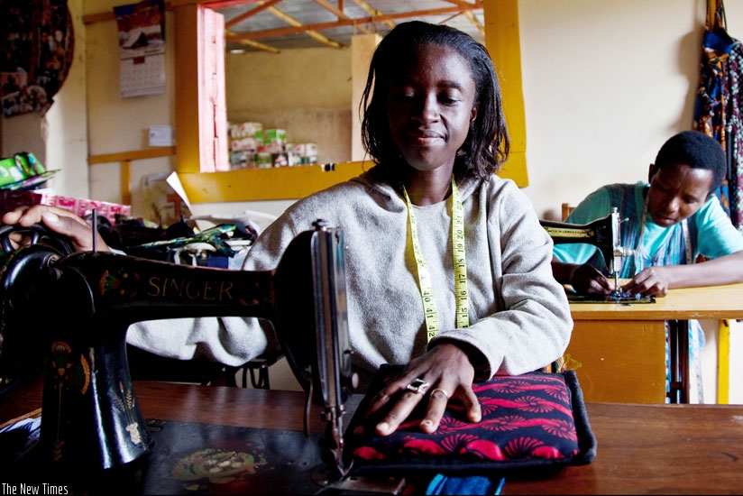 Tailors make outfits in Kimihurura, Gasabo District. (Timothy Kisambira)