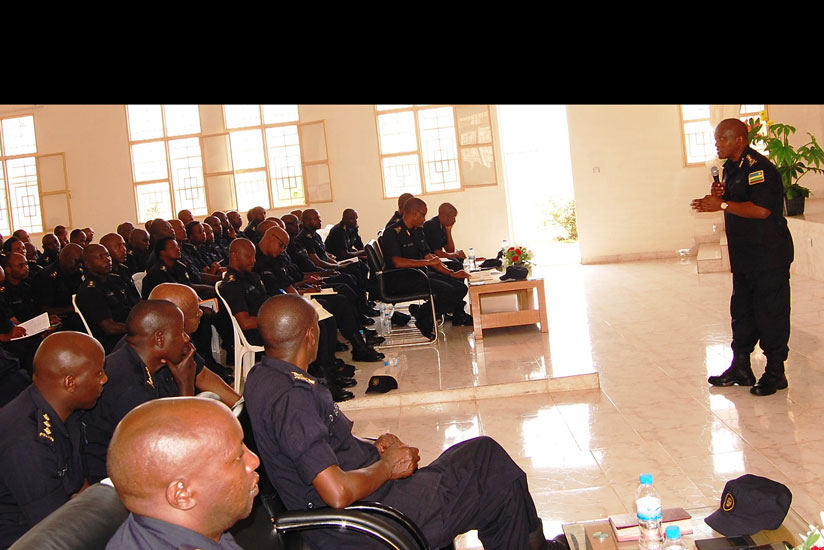 DIGP in charge of Administration and Personnel, Juvenal Marizamunda speaking to officers working-in the Southern region.