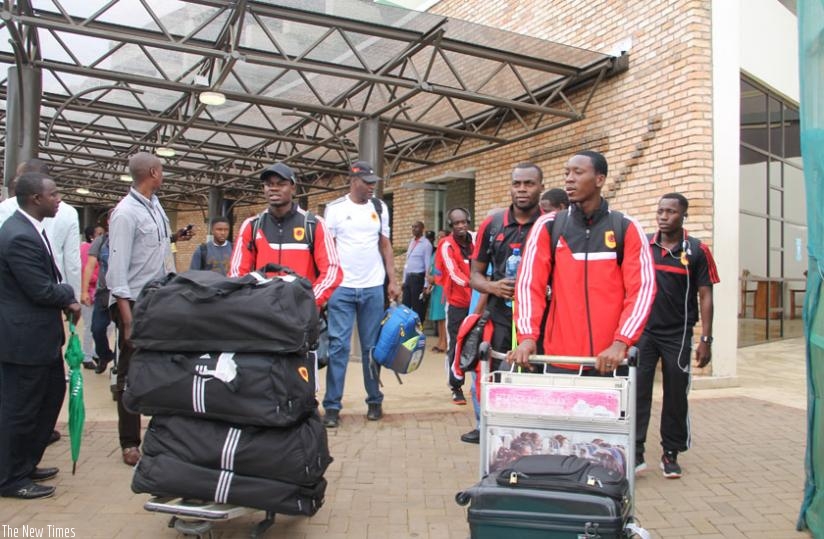The Angolan team on arrival at Kigali International Airport yesterday. (Damas Sikubwabo)