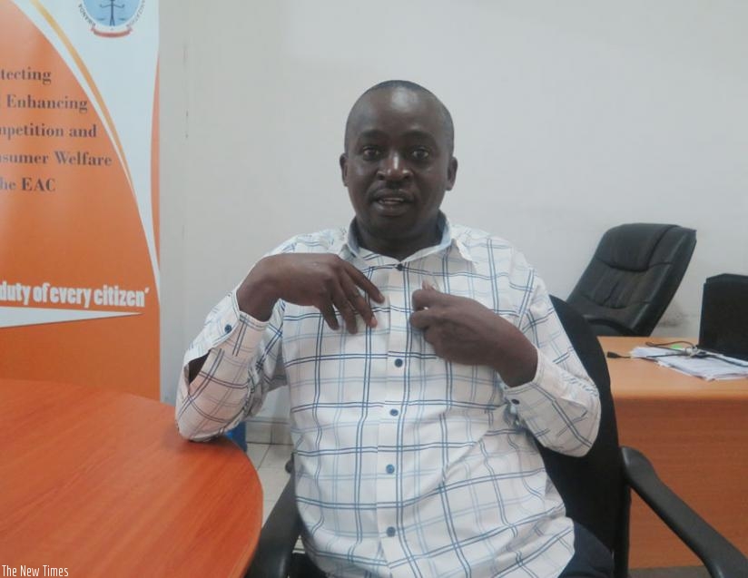 Damien Ndizeye, the chairperson of the Rwanda National Food fortification Alliance during the interview in his office in Kigali. (Solomon Asaba)