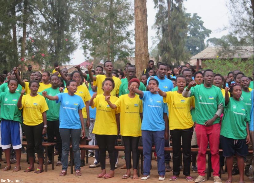 The civic education trainees during the closing ceremony in Kicukiro, on Tuesday. (F. Byumvuhore)