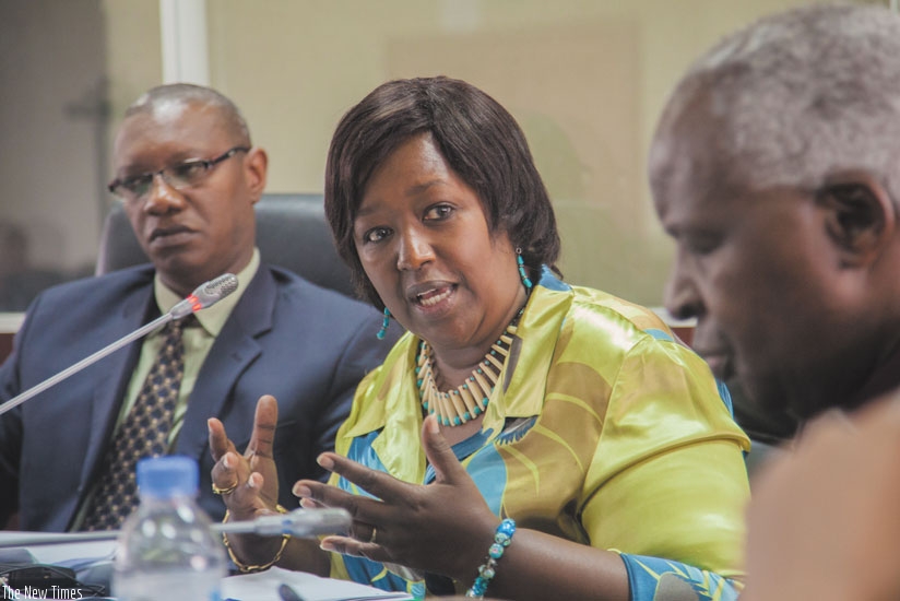 Minister for Health, Agnes Binagwaho, explaining main reasons which made malaria to increase since 2012. (Faustin Niyigena)