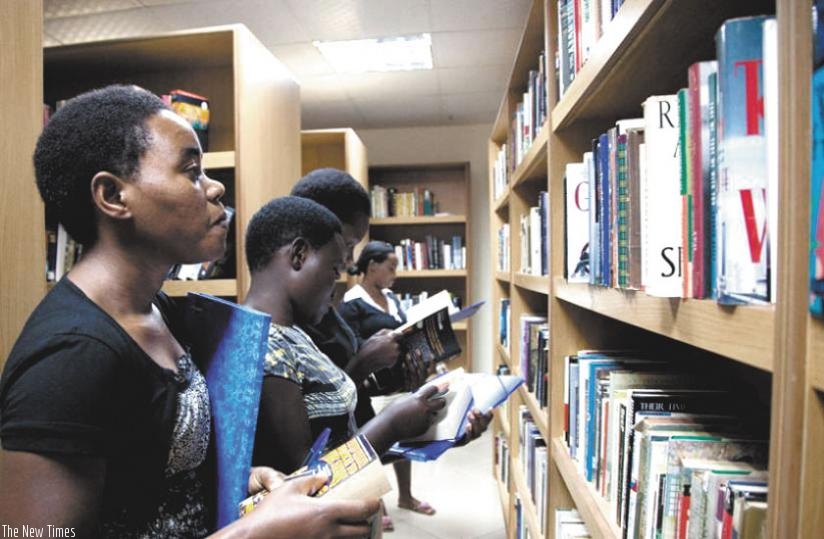 Readers search for books at Kigali Public Library in Kacyiru. (File)