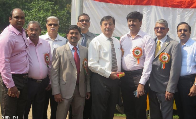 Rajendra Raj (second right), the INAR chairperson, poses for a photo with other association members. (Eddie Nsabimana)