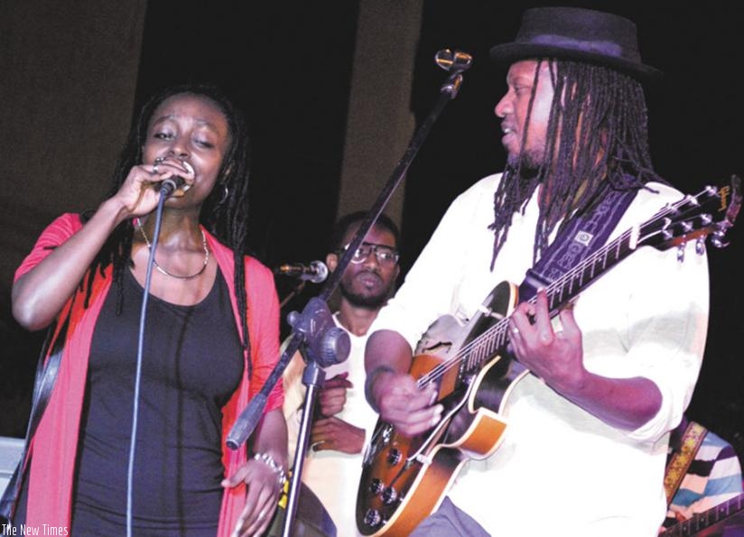Miss Shanel and Mighty Popo perform during the event. (Julius Bizimungu)