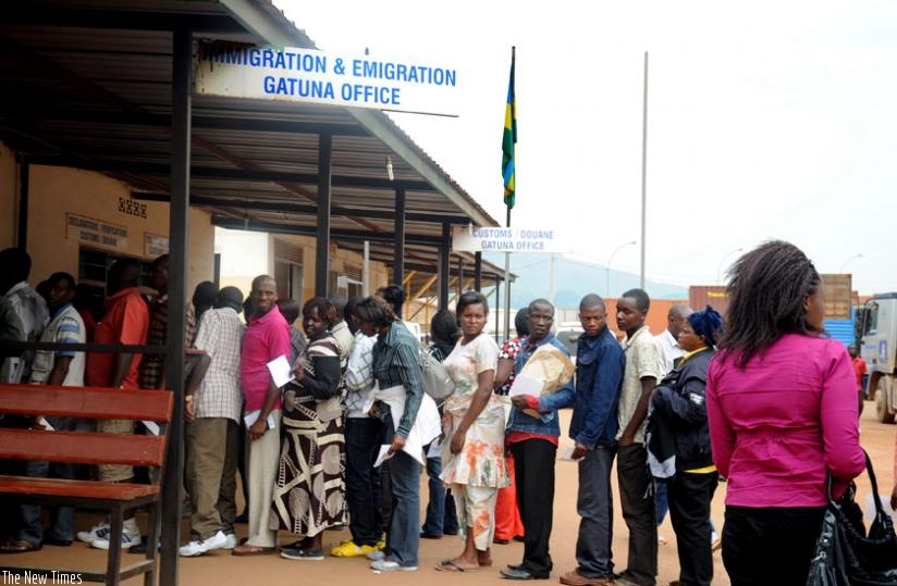 Travellers clear their documents at Gatuna border that will soon get a one-stop border post facility. (File)