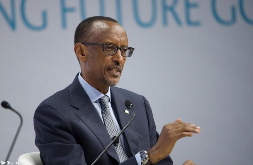 President Kagame speaks during a one-on-one discussion with CNN emerging markets editor John Defterios at the World Government Summit in Dubai, United Arab Emirates, yesterday. (Village Urugwiro)