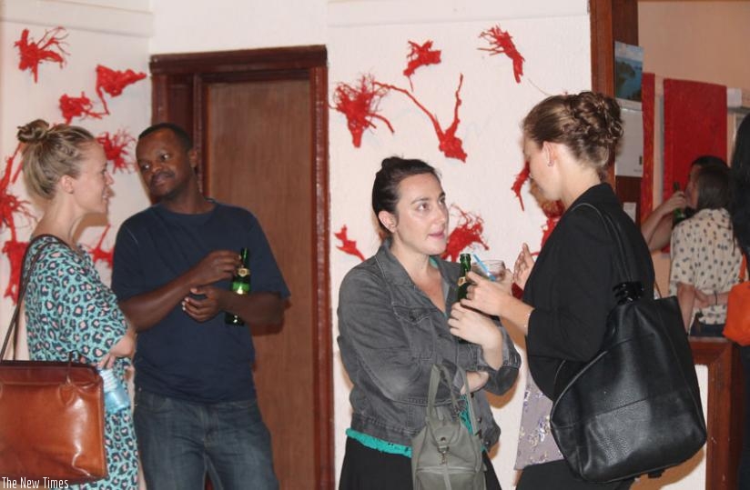 Guests having a nice time at the exhibition.