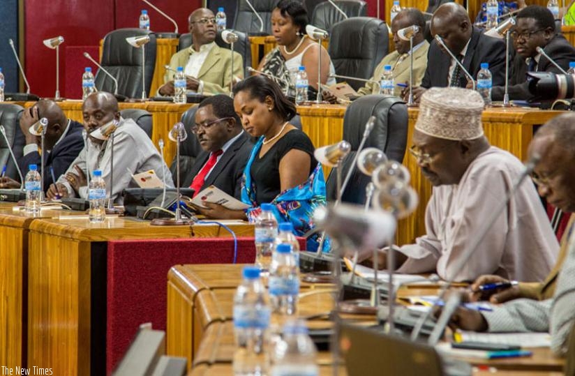 Some of the members of the Pan-African Movement Rwanda Chapter at Parliament last year. (File)