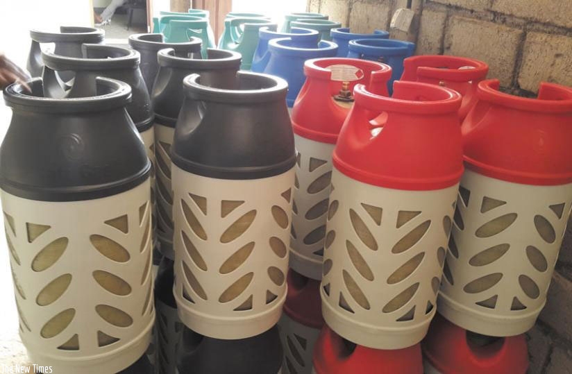 Some of the gas cylinders on the Rwandan market. (File)