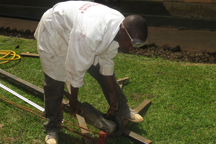 A student doing metal welding. (Solomon Asaba)