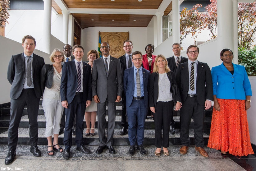 The Swedish delegation called on President Kagame at Village Urugwiro yesterday. (Village Urugwiro)