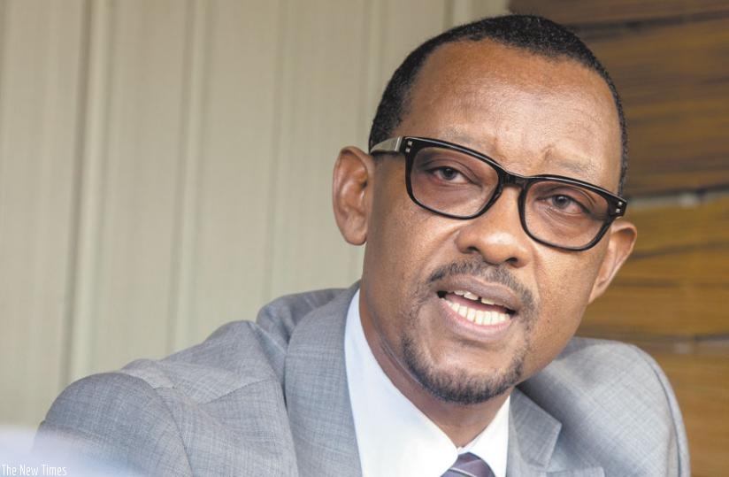 Executive secretary for Lake Victoria Basin Commission, Dr Canisius Kanangire speaks to The New Times last Wednesday. (Faustin Niyigena)