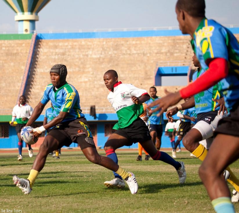 Silverbacks' Marcel Cambara Koko playing against Burundi in 2014 during the Africa Rugby Division 2 cup at Amahoro Stadium. (File)