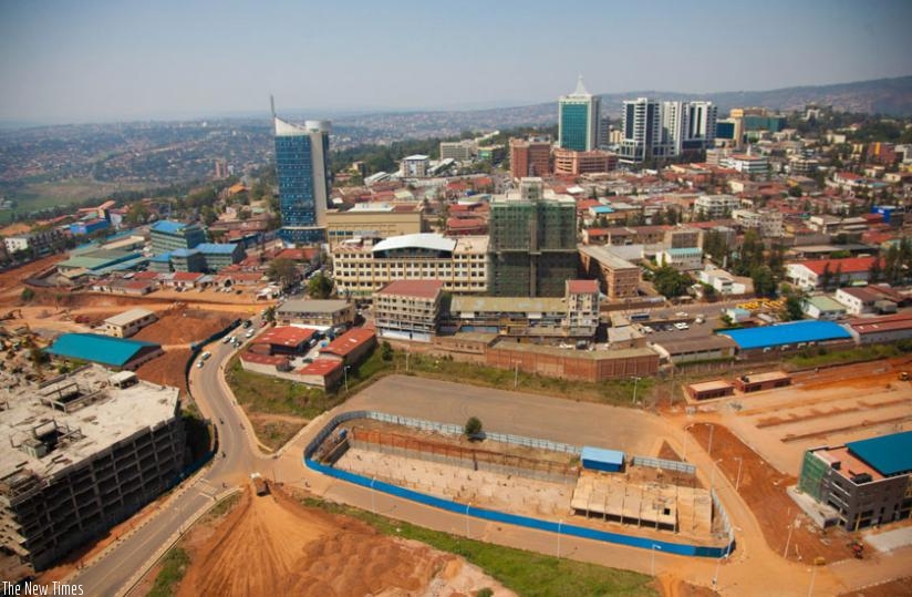 An aerial view of Kigali Central Business District skyline with new buildings under construction. (File)