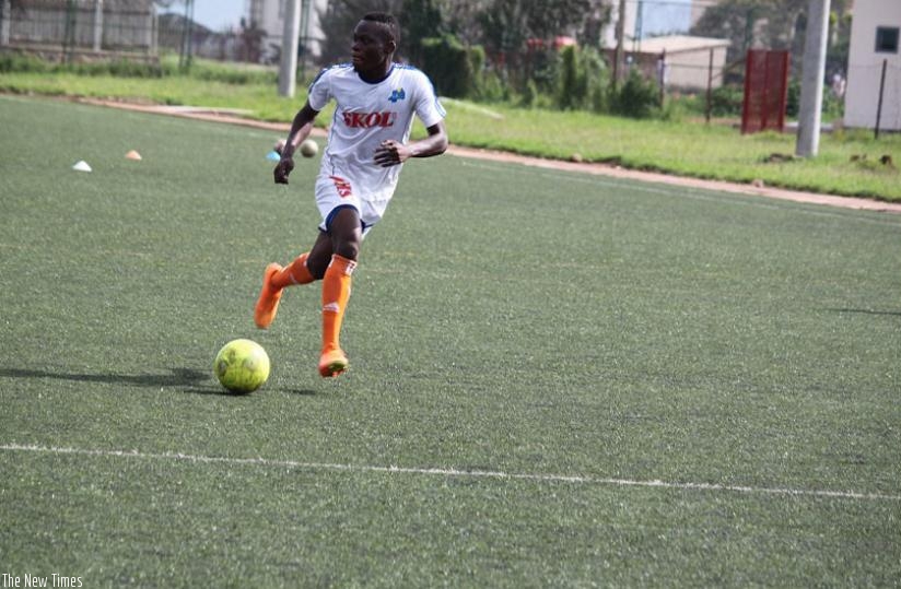 Pierrot Kwizera during Monday's training at FERWAFA turf. (Peter Kamasa)