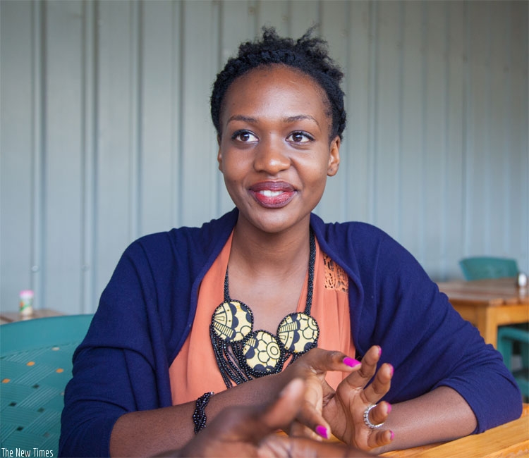 Sandrine Ashimwe in an interview at The New Times premises on Tuesday. (Faustin Niyigena)