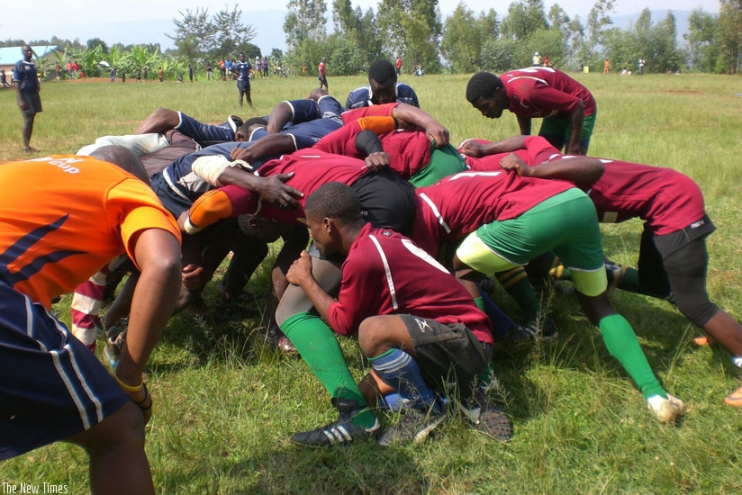 Resilience compete in a scrum in their win against Kamonyi Pumas last weekend. (Courtesy)