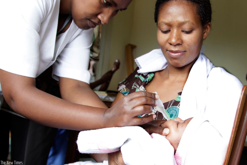 A nurse immunising a baby at Kacyiru Police Hospital. (File)