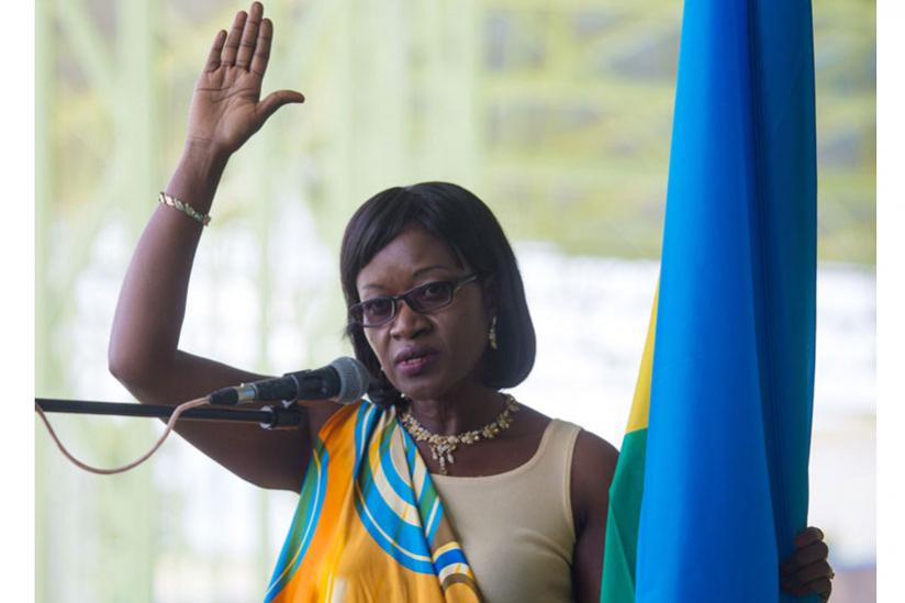 Monique Mukaruliza, takes oath after she was elected Mayor at Nyamirambo Regional Stadium. (File)